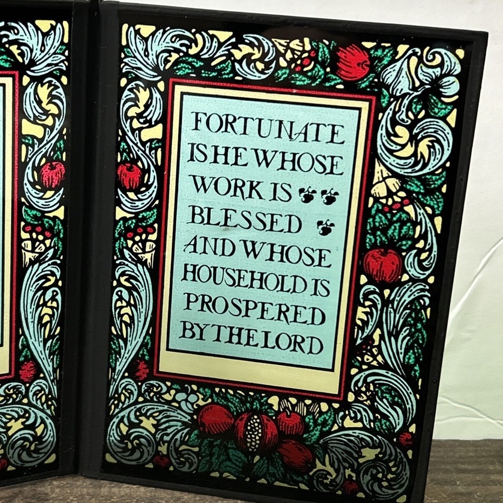 Religious Stained Glass Style Folding Diptych House Blessing Biblical Verse Art - Picture 3 of 7